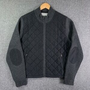 Neiman Marcus Jacket Men XL Cashmere Wool Gray Back Quilted Elbow Patch